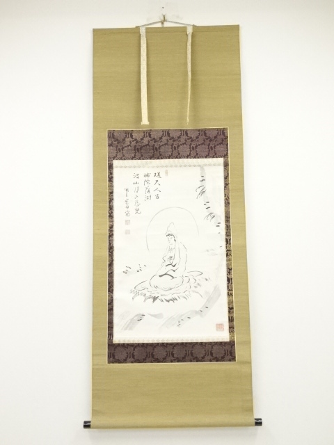 JAPANESE HANGING SCROLL / HAND PAINTED / BYAKUE KANNON